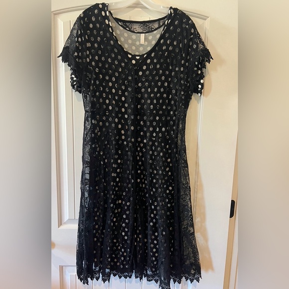 Dresses & Skirts - Size XL- black and white polka dot dress with lace overlay - so cute!